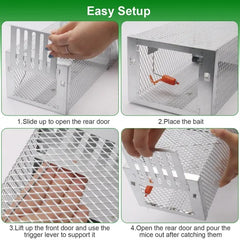 Automatic Continuous Rat Trap Single Door Mouse Cage Humane Live Animal Trap Cage Indoor Outdoor For Small Rodents Mice Voles