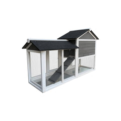 Removable Tray Ramp Wooden Outdoor Rabbit Hutch With Running Cage