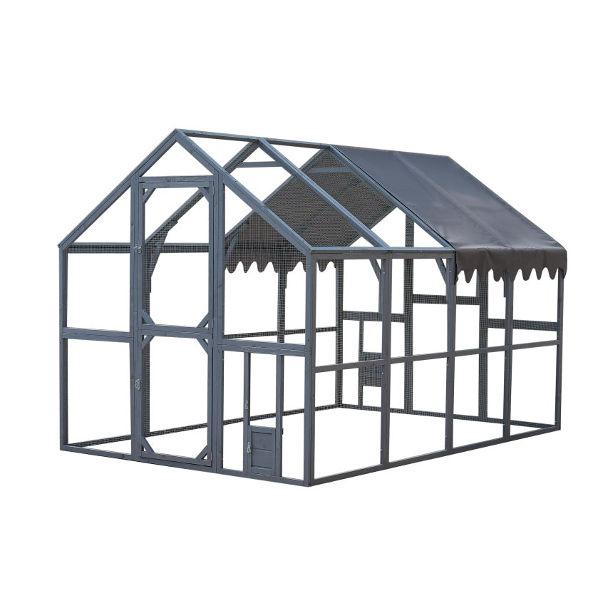 Outdoor Chicken Coop Enclosures 110 Large Kitten Playpen ,Upgrade Waterproof Cover-GREY