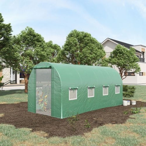 Walk In Tunnel Circular Greenhouse With Mesh Doors And 8 Windows