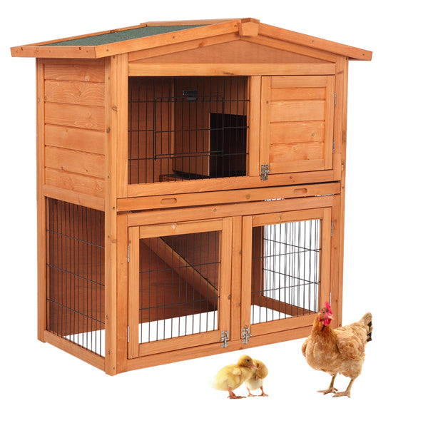 Triangle Roof Pet Waterproof Double-layer Cedar Chicken Cage Rabbit Cage With Pull-out Tray