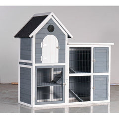 Large Outdoor Chicken Coop Cage Weatherproof 2-Story Chicken Coop  Rabbit Hutch, Wooden Indoor Outdoor Pet House With No-Leak Tray, Waterproof Roof  Pull-Out Tray 50.98 Lx 48.23 H, Grey, Blue