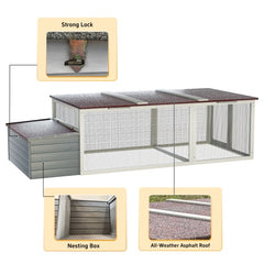 20.93ft  Large Wooden Chicken Coop Outdoor Hen House With Nesting Box  Weatherproof Asphalt Roof Walk In Poultry Cage With Secure Locks Metal Mesh Run For  Farm Use