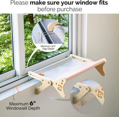 Cat Window Perch & Hammock - Adjustable 2-in-1 Sunbathing Seat For Indoor Cats, Sturdy Design Holds 40 Lbs With Washable Cover Pink, Space-Saving