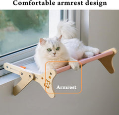 Cat Window Perch & Hammock - Adjustable 2-in-1 Sunbathing Seat For Indoor Cats, Sturdy Design Holds 40 Lbs With Washable Cover Pink, Space-Saving
