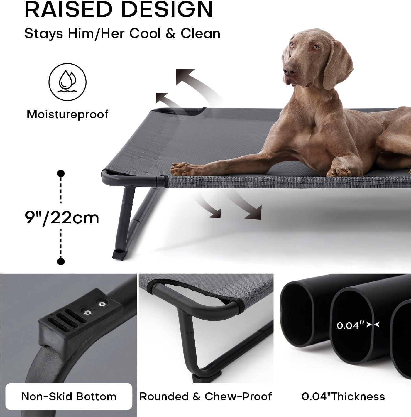 Made4Pets Large Dog Outdoor Adjustable Pet Bed With Buckle Legs, Washable Mesh Cover, Non-Slip Feet, Durable And Bite-Resistant, Suitable For Indoor And Outdoor Use