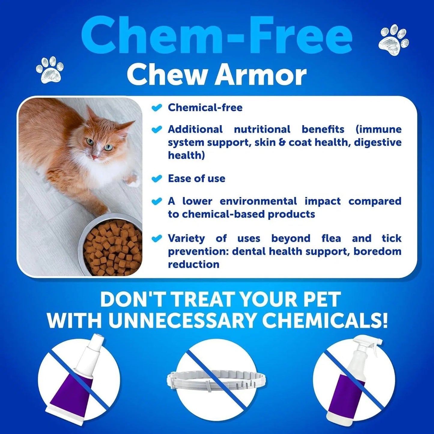 Flea Treatment For Cats Natural Flea And Tick Prevention Supplement For Cats Kittens Chewable Daily Oral Pills With Vitamins 135 Soft Chews Skin & Coat Dental Treats Digestion CANNOT Be Sold On Amazon