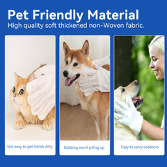 Cleaning Wipes Gloves For Dog And Cat,Pet Bathing Wipes Cleaning & Deodorizing,Dog Wipes For Body Paws Butt Daily Care,Cat Grooming Wipes Cleaning Fur Traveling Rinse Free,6PCS-1PACK