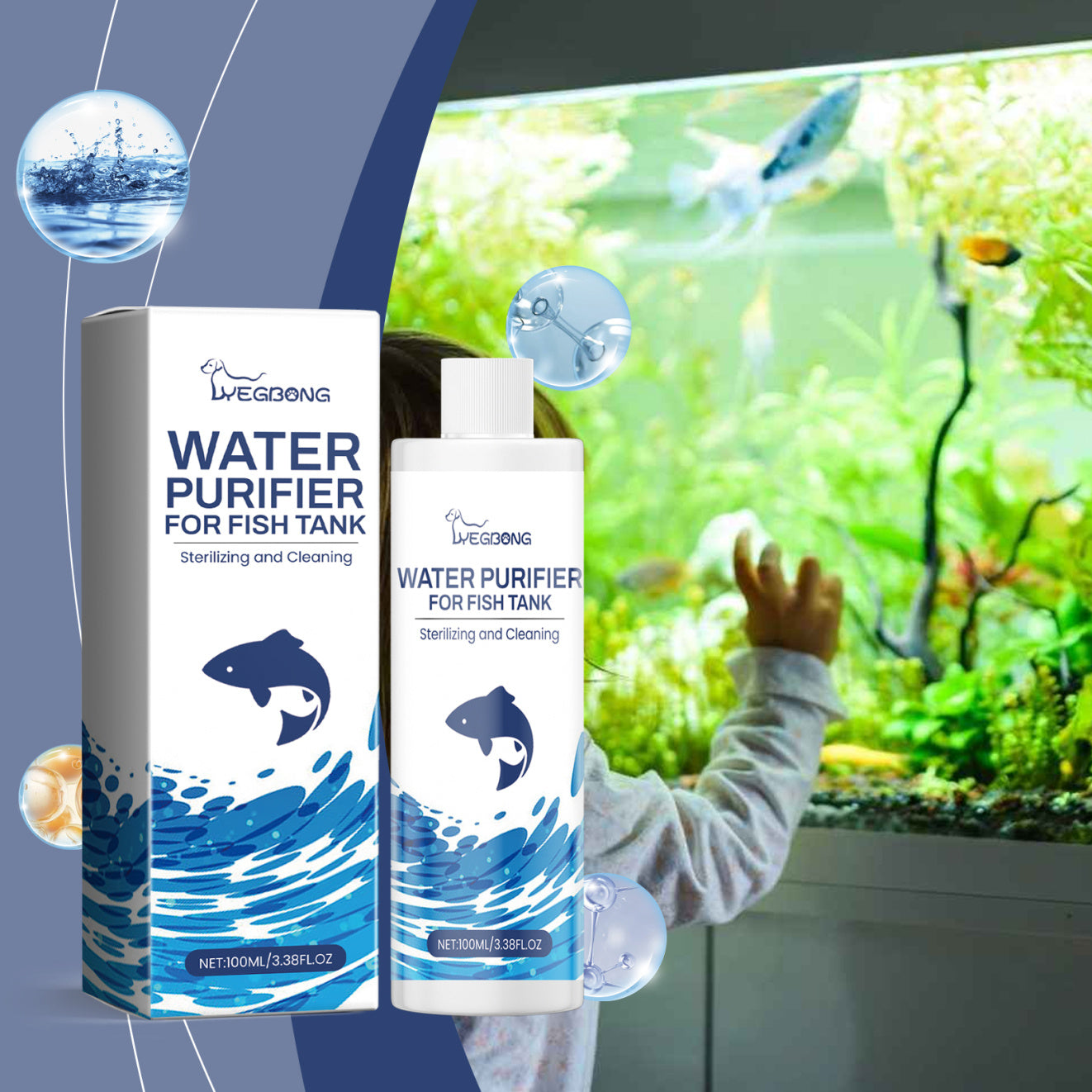 Yegbong Fish Tank Water Clarifier Aquarium Water Clarification Household Fish Tank Decontamination Cleaner