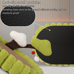 Large Space Tree Scratching Post, Hand Woven Sisal Cat Scratching Bed, Green Small Tree Design Scratching Post & Lounge, Indoor Cat Green 25.6 Inch With Non-Slip Base For Sleeping And Scratching