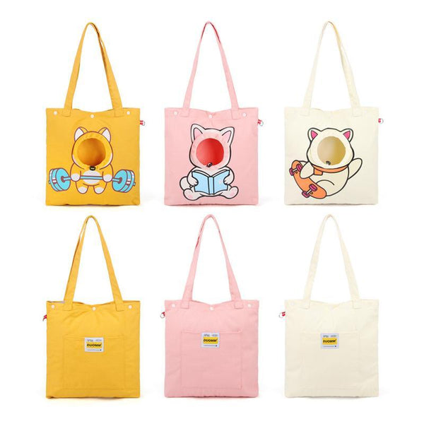 Pet Canvas Shoulder Bag, Cute Animal ShapedCat Carrier Canvas Bags,Portable Pet CanvasTote Chest Bag That Can Expose Head,OutdoorTravel Pet Carrier For Cats Dogs Pet Supplies