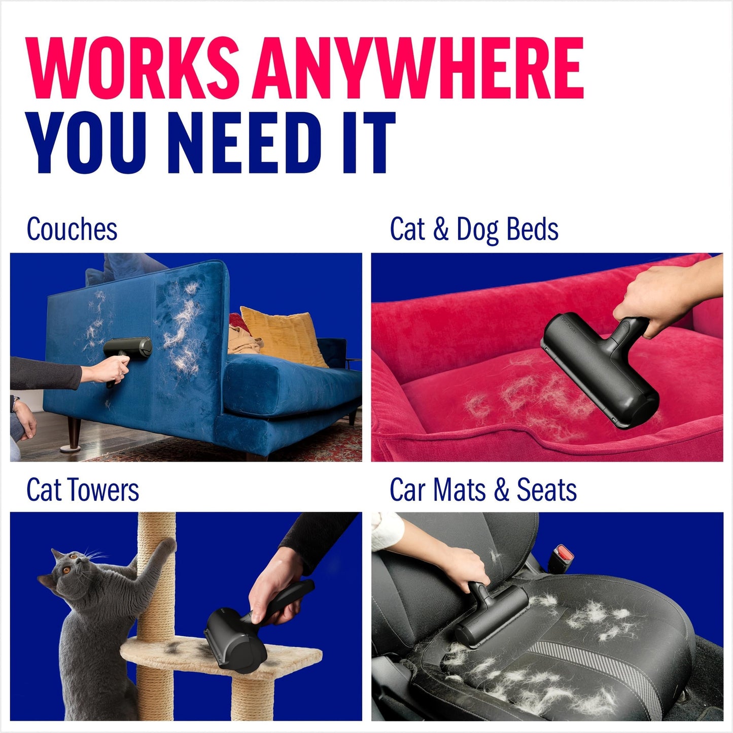 Pet Hair Remover With Reusable Sticky Applicator - Black Cat And Dog Hair Remover For Furniture, Sofas, Carpets,Please Note That This Product Is Shipped By Yourself For The Average Shipping Cost
