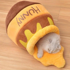 Honey Pot Cat Cave Bed For Indoor Cats - Machine Washable Removable Cushion, Cozy Pet Nest With Thick Sponge, Christmas Gift For Cat Lovers, Small Breeds & Puppy Bed Accessories