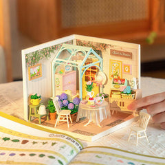 ROBOTIME DIY Miniature House Kit Dollhouse Model Building Craft Kit Birthday Creative Gifts For Adults Kids Girls Boys Blooming Tea Garden