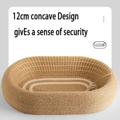 Large Space Sisal Cat Scratching Board Cat Bed, One-piece Enlarged And Widened Wear-resistant And Non-chipping Cat Scratching Basin With Cat Ball Toy, Concave Design Cat Bed For Scratching And Sleepin