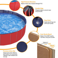 1Pc 160 X 160 X 30cm-63.0 X 63.0 X 11.8inch Foldable Pet Swimming Pool PVC  Dog Swim Pool Bathing Tub Playmat Pools
