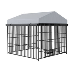 Large Dog Kennel Outdoor Pet Pens Dogs Run Enclosure Animal Hutch Metal Coop Fence With Roof Cover 6.6L X 6.6W X 6.4H