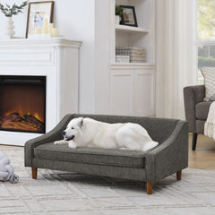 Durable Elevated Dog Sofa Bed,Pet Sofa With Modern Irregular Armrest Design,Comfortable Soft Dog Sofa