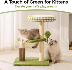 Mewoo Large Cat Tree Tower For Adult Cats - Multi-Level Scratching Post With Removable Perch & Interactive Toys, Indoor Cat Furniture For Kittens Green