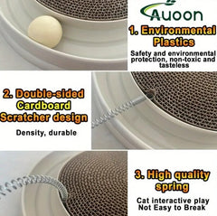 Multi-functional Cat Scratching Board With Ball Track, Various Colours Of Mat Board, Self-height Relief From Boredom To Tease The Cat, With Spring And Ball, Anti-scratch Furniture Artifacts, A Must-ha