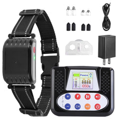 1Set 990FT Range Dog Wireless Fence Remote Training Collar IPX6 Waterproof Receiver With 0-9 Levels Beep Vibration Shock Mode 4 Channels Rechargeable Transmitter System
