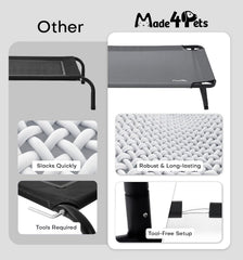 Made4Pets Large Dog Outdoor Adjustable Pet Bed With Buckle Legs, Washable Mesh Cover, Non-Slip Feet, Durable And Bite-Resistant, Suitable For Indoor And Outdoor Use