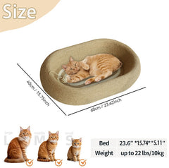 Large Space Sisal Cat Scratching Board Cat Bed, One-piece Enlarged And Widened Wear-resistant And Non-chipping Cat Scratching Basin With Cat Ball Toy, Concave Design Cat Bed For Scratching And Sleepin