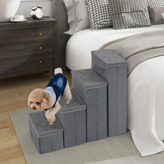 4-Step Dog Stairs Non-slip Foldable Dog Ramp With Adjustable Steps