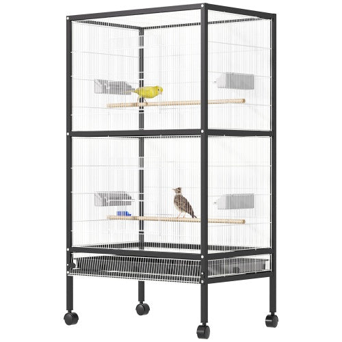 PawHut 54 Extra Large Portable Rolling Iron Aviary Flight Bird Cage And Accessories
