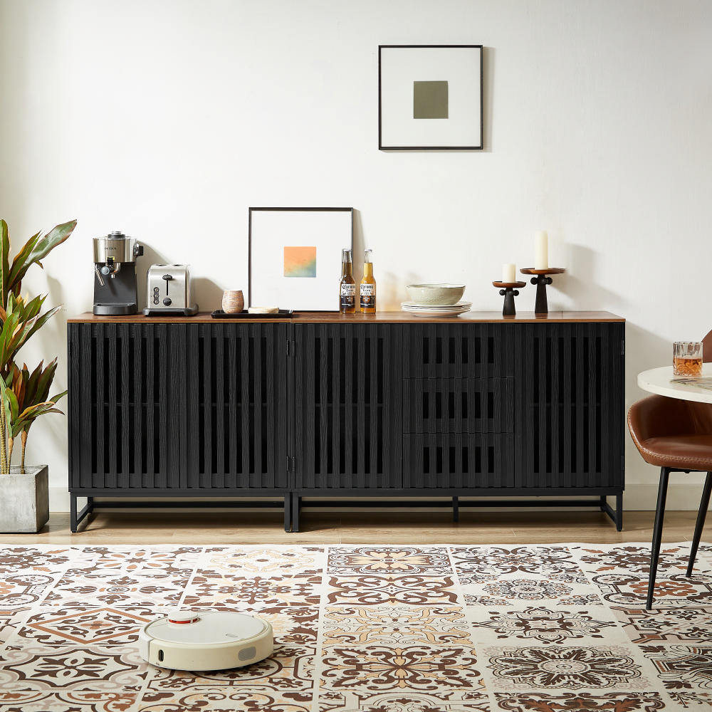 Cabinet With Flat Noodles Grating Stripe Door