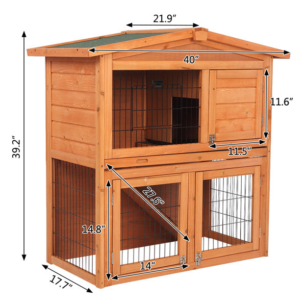 Triangle Roof Pet Waterproof Double-layer Cedar Chicken Cage Rabbit Cage With Pull-out Tray