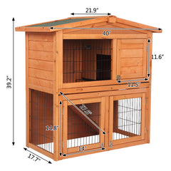 Triangle Roof Pet Waterproof Double-layer Cedar Chicken Cage Rabbit Cage With Pull-out Tray