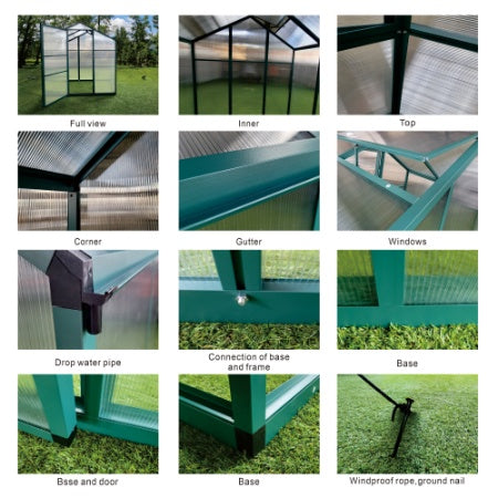 Newly Marketed Gain Height Windproofaluminum Greenhouse 6x4 FT Polycarbonate Greenhouse Raised Base And Anchor Aluminum Heavy Duty Walk-in Greenhouses For Outdoor Backyard In All Season