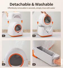 60L Automatic Cat Litter Box, Smart App Control, Deodorizing, Infrared Sensor, Suitable For Multiple Cats