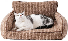 Mewoo Orthopedic Cat Couch For Indoor Cats - 26x19x11.8 Inch Pet Bed With Removable Washable Cover & Non-Slip Bottom, Small Dog Bed For Puppies, Brown