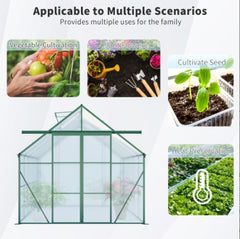 8x8 FT Double Door Polycarbonate Greenhouse Raised Base And Anchor Aluminum Heavy Duty Walk-in Greenhouses For Outdoor Backyard In All Season