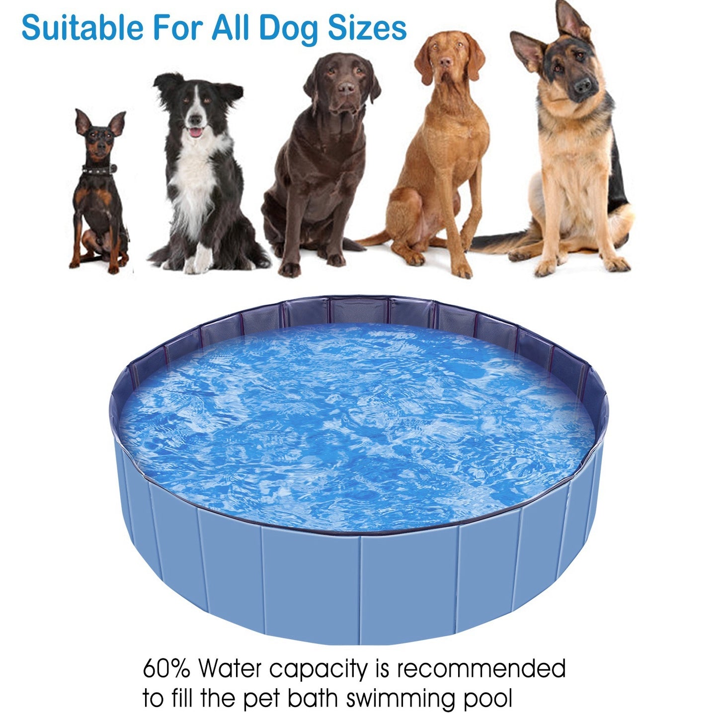 1Pc 160 X 160 X 30cm-63.0 X 63.0 X 11.8inch Foldable Pet Swimming Pool PVC  Dog Swim Pool Bathing Tub Playmat Pools