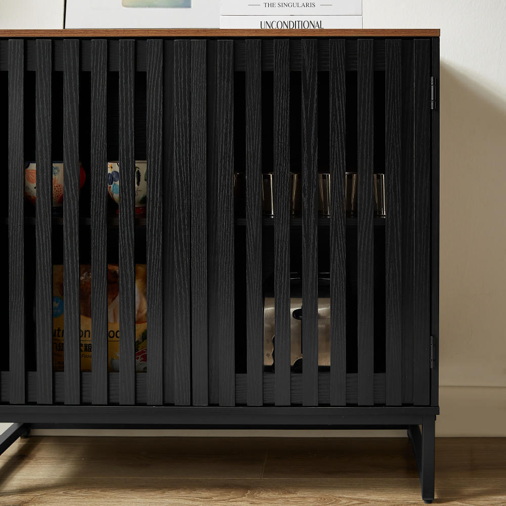 Cabinet With Flat Noodles Grating Stripe Door
