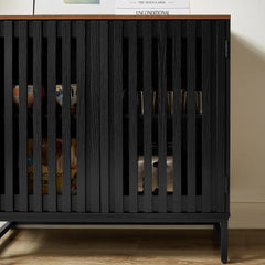 Cabinet With Flat Noodles Grating Stripe Door