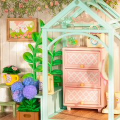 ROBOTIME DIY Miniature House Kit Dollhouse Model Building Craft Kit Birthday Creative Gifts For Adults Kids Girls Boys Blooming Tea Garden