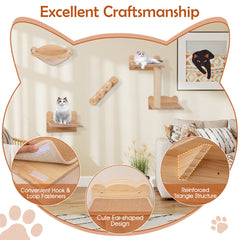 Cat Wall Furniture Set Of 4 With Hammock 2-step Cat Tree And Perch