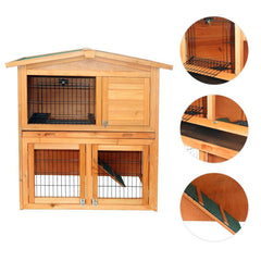 Triangle Roof Pet Waterproof Double-layer Cedar Chicken Cage Rabbit Cage With Pull-out Tray