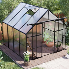8x8 FT Double Door Polycarbonate Greenhouse Raised Base And Anchor Aluminum Heavy Duty Walk-in Greenhouses For Outdoor Backyard In All Season